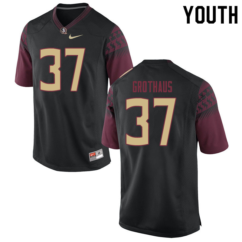 Youth #37 Parker Grothaus Florida State Seminoles College Football Jerseys Sale-Black - Click Image to Close